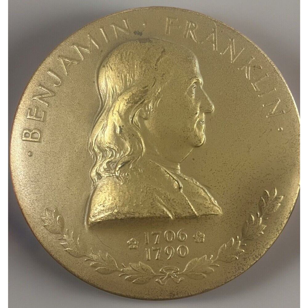1932 Benjamin Franklin 1706-1790 Philosophy Science 3" Medallion John R Sinnock